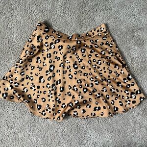 Tan leopard print satin skirt